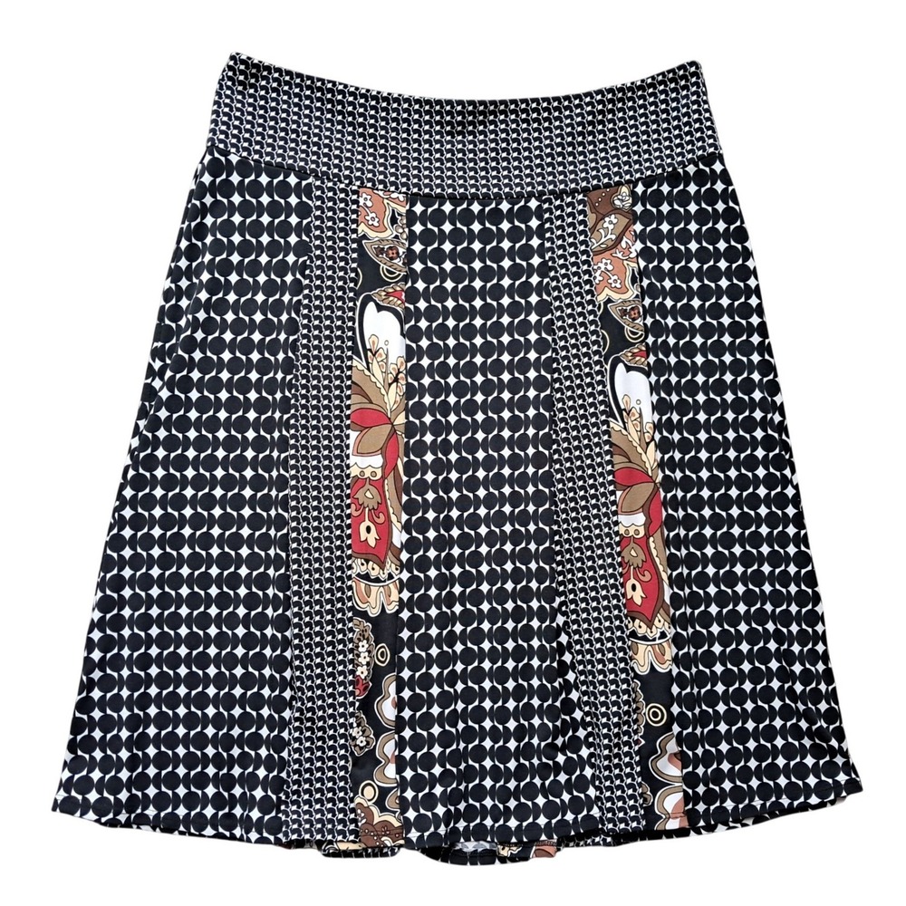 Christopher & Banks Black White Geometric Paisley‎ A-Line Skirt Boho Size Medium